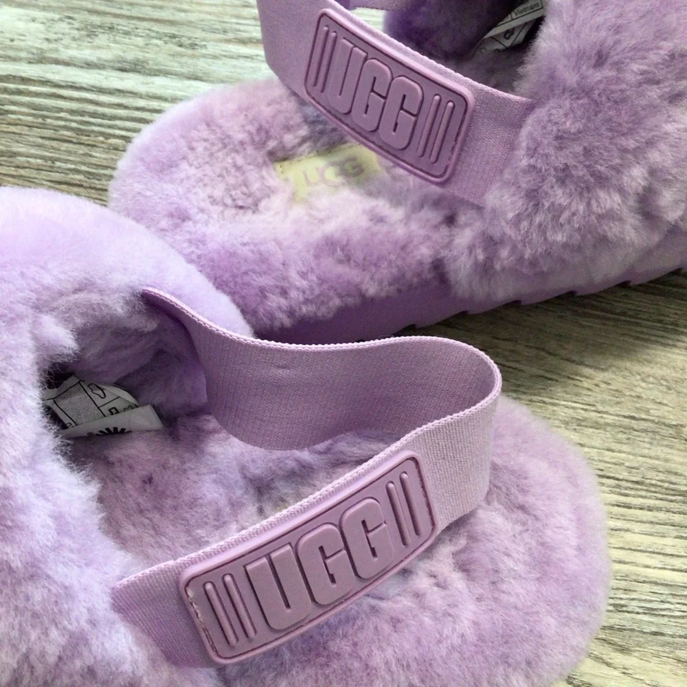 UGG Super Fluff Slipper Sandal Lilac Bloom 8 NWOT